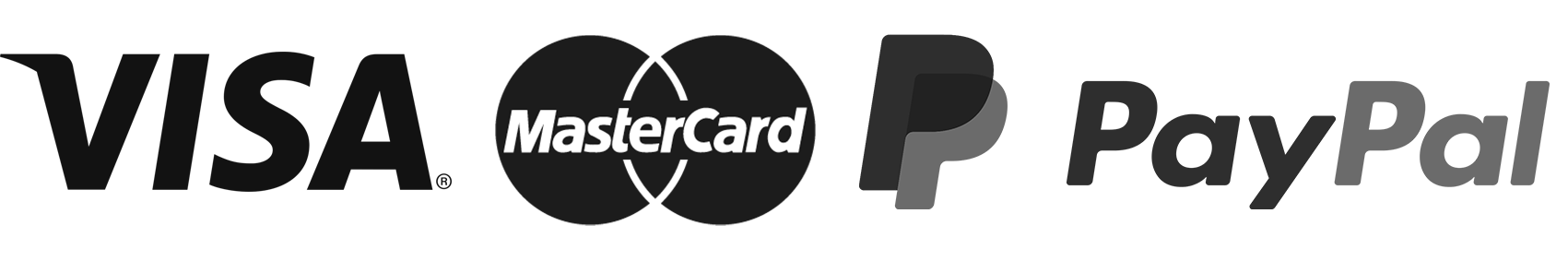 Visa, Mastercard, PayPal