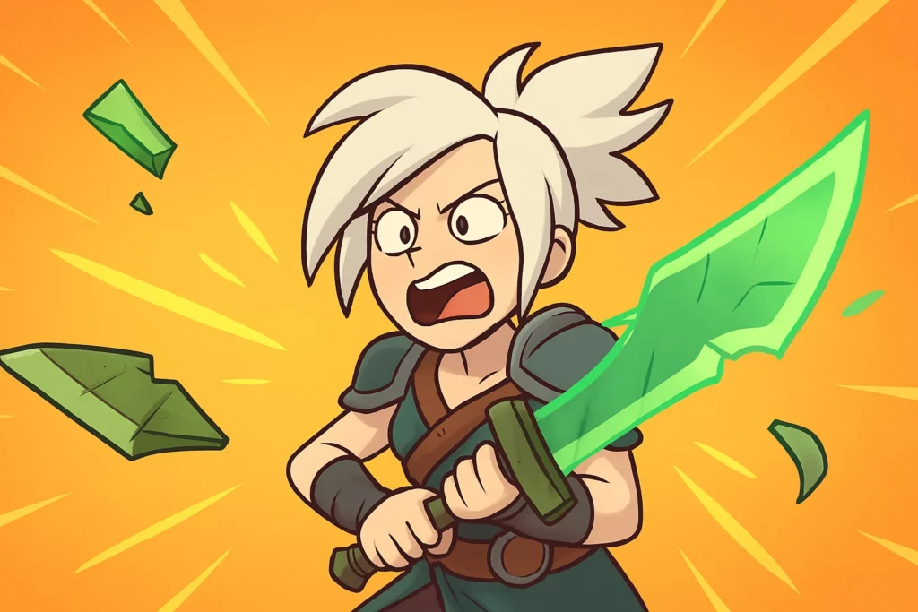 Riven performing a combo near Baron pit in League of Legends