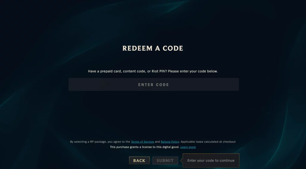 redeem a code lol 