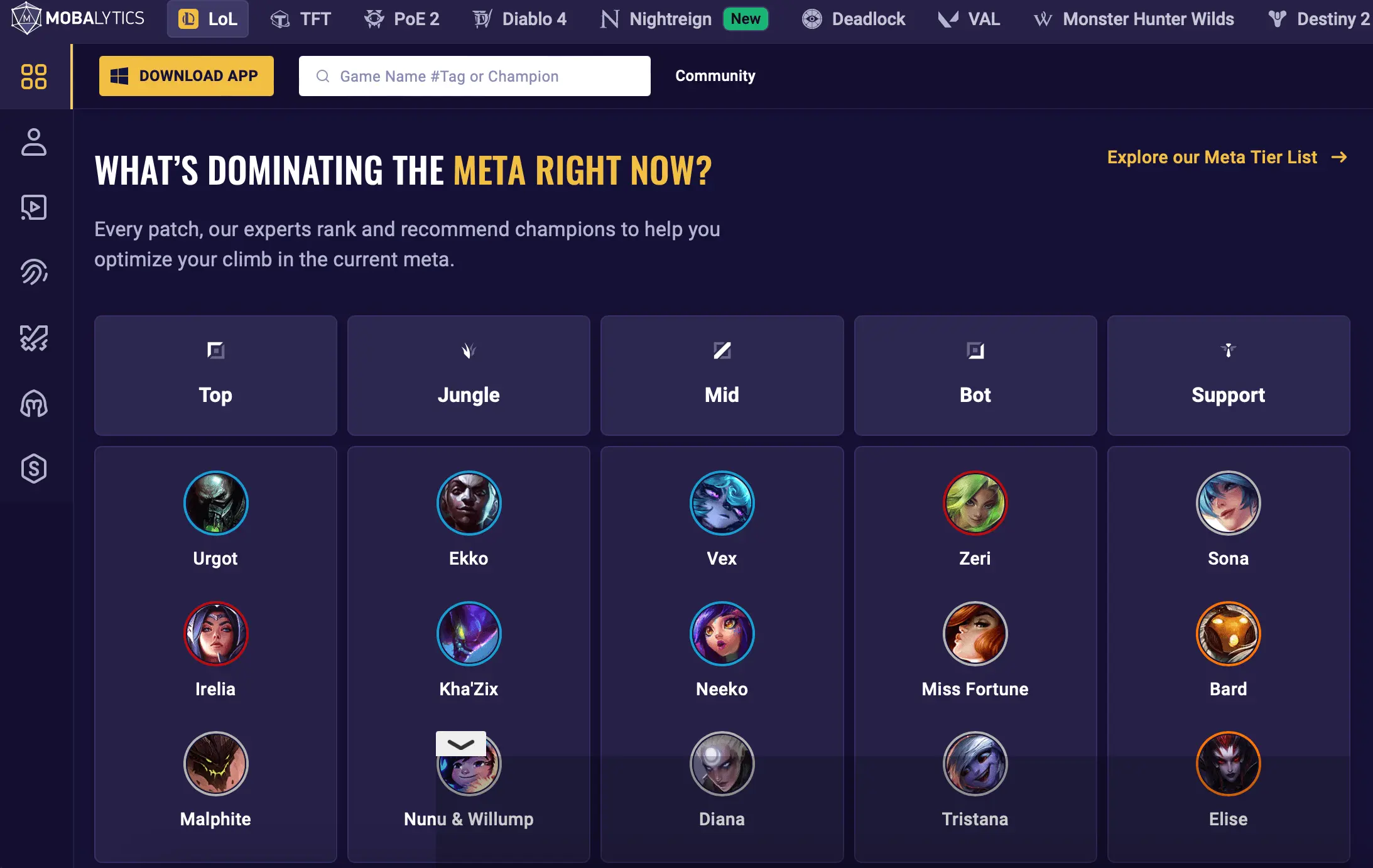 Mobalytics.gg lol tool league of legends tool helper