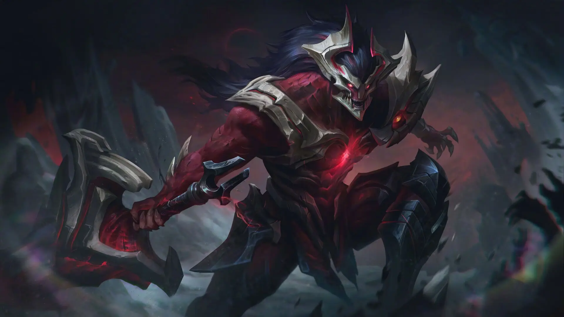 Tryndamere in the Visions of the Fallen skin holding a massive axe in a dark red scene, cover image for the League of Legends patch schedule 2025 with dates and times including the Worlds patch 25.20